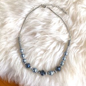 Grey & silver thick chunky necklace! Shiny!